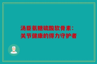 汤臣氨糖硫酸软骨素：关节健康的得力守护者