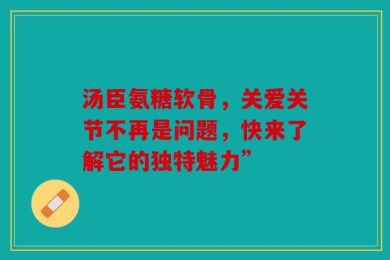 汤臣氨糖软骨，关爱关节不再是问题，快来了解它的独特魅力”