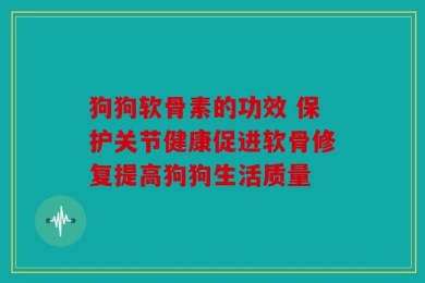 狗狗软骨素的功效 保护关节健康促进软骨修复提高狗狗生活质量