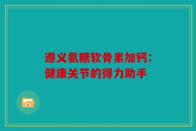 遵义氨糖软骨素加钙：健康关节的得力助手