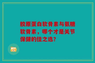 胶原蛋白软骨素与氨糖软骨素，哪个才是关节保健的佳之选？
