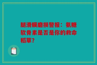 腿滑膜磨损警报：氨糖软骨素是否是你的救命稻草？