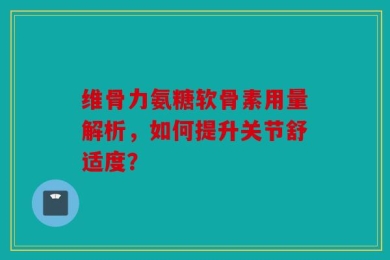 维骨力氨糖软骨素用量解析，如何提升关节舒适度？