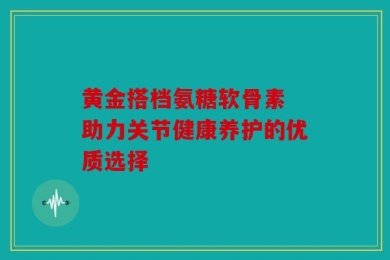黄金搭档氨糖软骨素 助力关节健康养护的优质选择