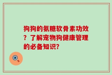 狗狗的氨糖软骨素功效？了解宠物狗健康管理的必备知识？