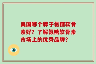 美国哪个牌子氨糖软骨素好？了解氨糖软骨素市场上的优秀品牌？