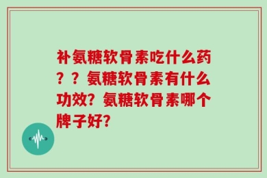 补氨糖软骨素吃什么药？？氨糖软骨素有什么功效？氨糖软骨素哪个牌子好？
