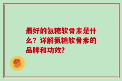 最好的氨糖软骨素是什么？详解氨糖软骨素的品牌和功效？