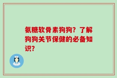氨糖软骨素狗狗？了解狗狗关节保健的必备知识？