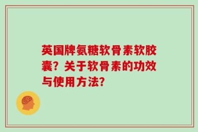 英国牌氨糖软骨素软胶囊？关于软骨素的功效与使用方法？