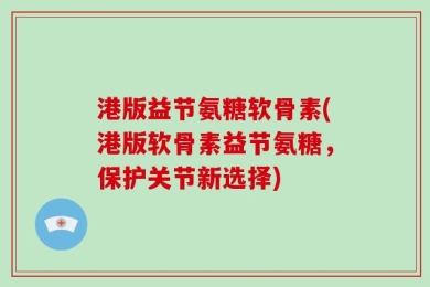 港版益节氨糖软骨素(港版软骨素益节氨糖，保护关节新选择)