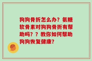 狗狗骨折怎么办？氨糖软骨素对狗狗骨折有帮助吗？？教你如何帮助狗狗恢复健康？