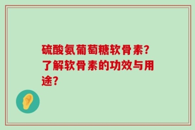 硫酸氨葡萄糖软骨素？了解软骨素的功效与用途？