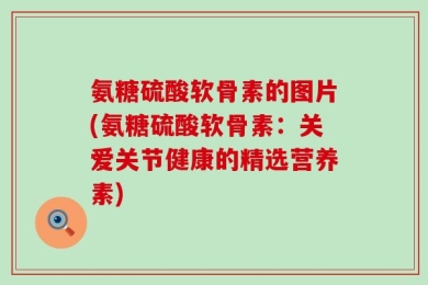 氨糖硫酸软骨素的图片(氨糖硫酸软骨素：关爱关节健康的精选营养素)