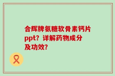 合辉牌氨糖软骨素钙片ppt？详解药物成分及功效？