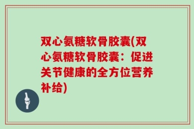 双心氨糖软骨胶囊(双心氨糖软骨胶囊：促进关节健康的全方位营养补给)