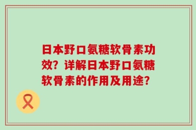 日本野口氨糖软骨素功效？详解日本野口氨糖软骨素的作用及用途？