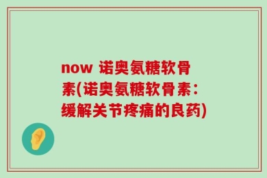 now 诺奥氨糖软骨素(诺奥氨糖软骨素：缓解关节疼痛的良药)