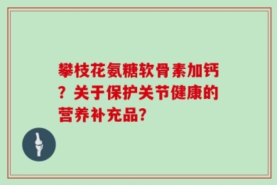 攀枝花氨糖软骨素加钙？关于保护关节健康的营养补充品？