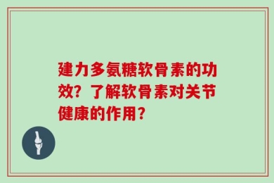 建力多氨糖软骨素的功效？了解软骨素对关节健康的作用？