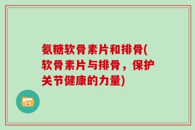氨糖软骨素片和排骨(软骨素片与排骨，保护关节健康的力量)