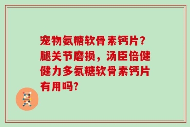 宠物氨糖软骨素钙片？腿关节磨损，汤臣倍健健力多氨糖软骨素钙片有用吗？