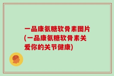 一品康氨糖软骨素图片(一品康氨糖软骨素关爱你的关节健康)