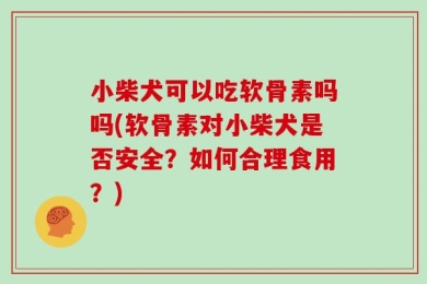 小柴犬可以吃软骨素吗吗(软骨素对小柴犬是否安全？如何合理食用？)