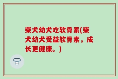 柴犬幼犬吃软骨素(柴犬幼犬受益软骨素，成长更健康。)