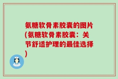 氨糖软骨素胶囊的图片(氨糖软骨素胶囊：关节舒适护理的最佳选择)