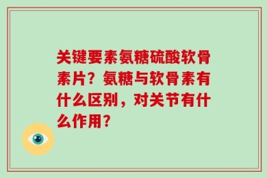 关键要素氨糖硫酸软骨素片？氨糖与软骨素有什么区别，对关节有什么作用？