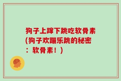 狗子上蹿下跳吃软骨素(狗子欢蹦乐跳的秘密：软骨素！)