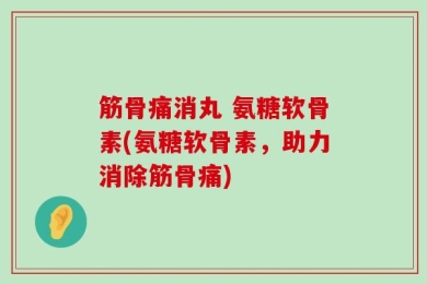筋骨痛消丸 氨糖软骨素(氨糖软骨素，助力消除筋骨痛)