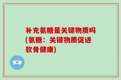 补充氨糖是关键物质吗(氨糖：关键物质促进软骨健康)