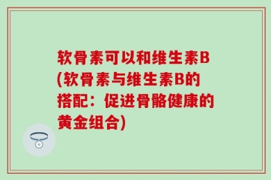 软骨素可以和维生素B(软骨素与维生素B的搭配：促进骨骼健康的黄金组合)