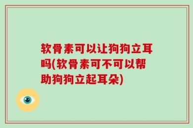 软骨素可以让狗狗立耳吗(软骨素可不可以帮助狗狗立起耳朵)