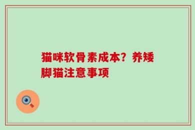 猫咪软骨素成本？养矮脚猫注意事项