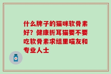 什么牌子的猫咪软骨素好？健康折耳猫要不要吃软骨素求组里喵友和专业人士