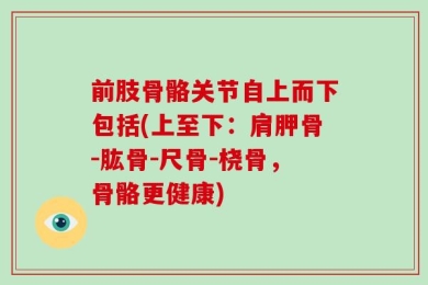 前肢骨骼关节自上而下包括(上至下：肩胛骨-肱骨-尺骨-桡骨，骨骼更健康)