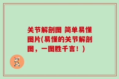 关节解剖图 简单易懂图片(易懂的关节解剖图，一图胜千言！)