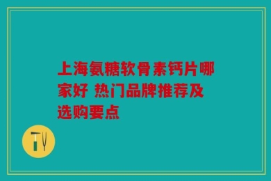 上海氨糖软骨素钙片哪家好 热门品牌推荐及选购要点