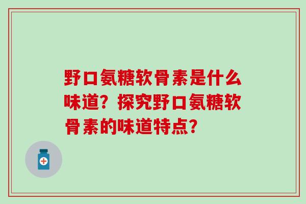 野口氨糖软骨素是什么味道?探究野口氨糖软骨素的味道特点? 野口氨糖软骨素是什么味道?探究野口氨糖软骨素的味道特点?
