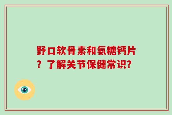 野口软骨素和氨糖钙片?了解关节保健常识? 野口软骨素和氨糖钙片?了解关节保健常识?