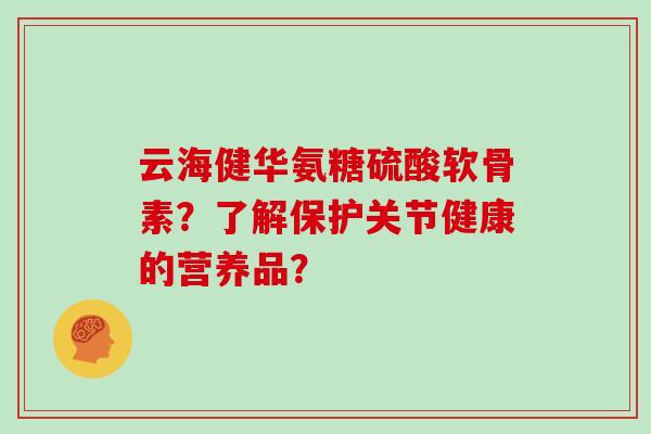 云海健华氨糖硫酸软骨素？了解保护关节健康的营养品？