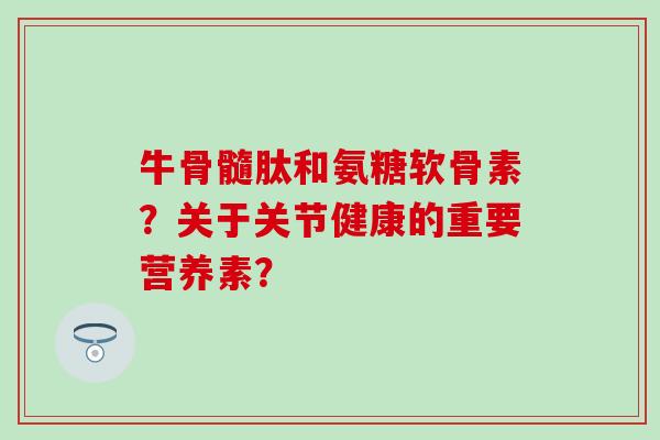 牛骨髓肽和氨糖软骨素?关于关节健康的重要营养素? 牛骨髓肽和氨糖软骨素?关于关节健康的重要营养素?