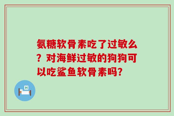 氨糖软骨素吃了么？对海鲜的狗狗可以吃鲨鱼软骨素吗？