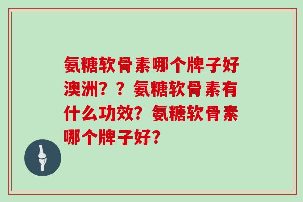 氨糖软骨素哪个牌子好澳洲？？氨糖软骨素有什么功效？氨糖软骨素哪个牌子好？