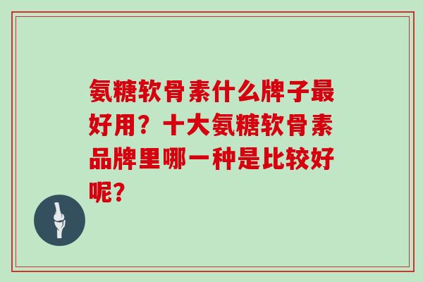 氨糖软骨素什么牌子好用？十大氨糖软骨素品牌里哪一种是比较好呢？