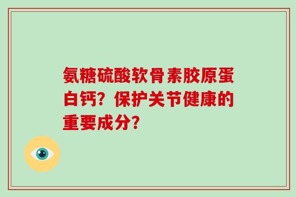 氨糖硫酸软骨素胶原蛋白钙?保护关节健康的重要成分? 氨糖硫酸软骨素胶原蛋白钙?保护关节健康的重要成分?