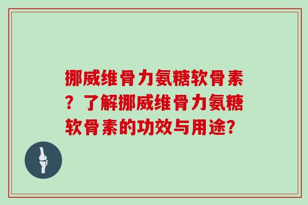 挪威维骨力氨糖软骨素？了解挪威维骨力氨糖软骨素的功效与用途？